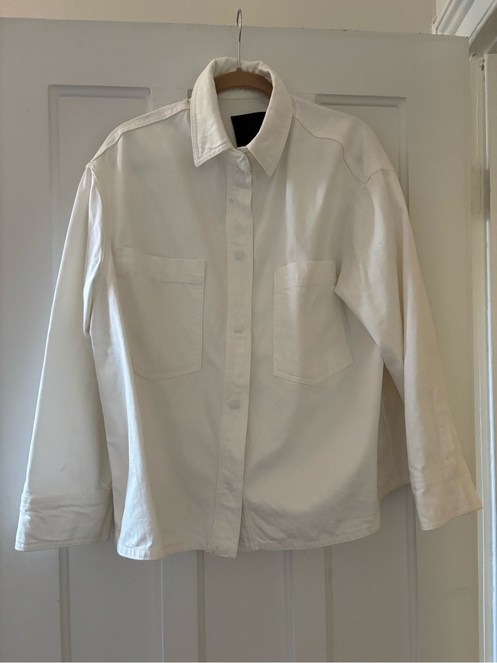 Zara White Button-Up Shirt Jacket